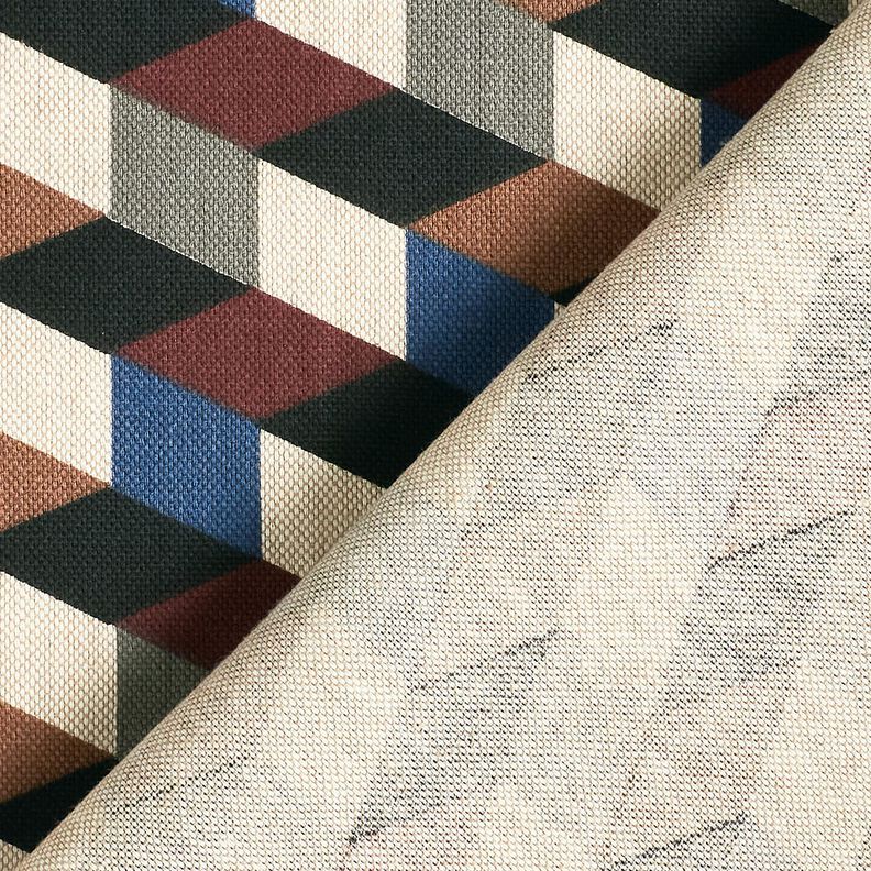 Dekorationsstof Halvpanama minimalistiske terninger &ndash; natur/bl&aring;,  image number 4