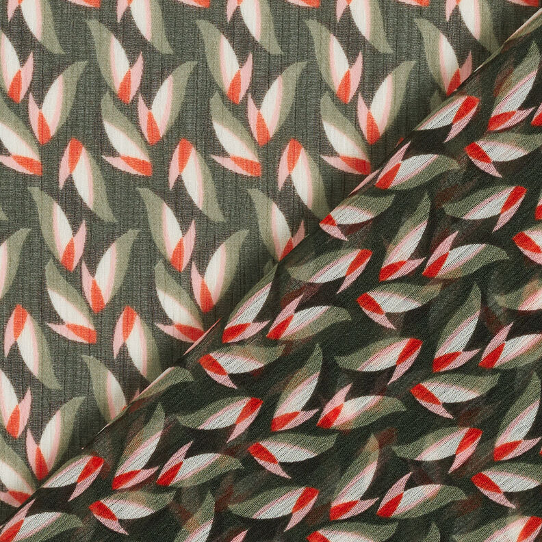 crêpe chiffon bladmønster – sort/reed,  image number 4