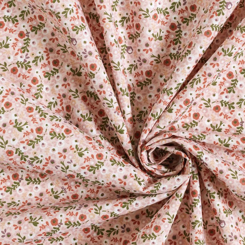 Bomuldspoplin små blomster – rosé/kobberfarvet,  image number 3