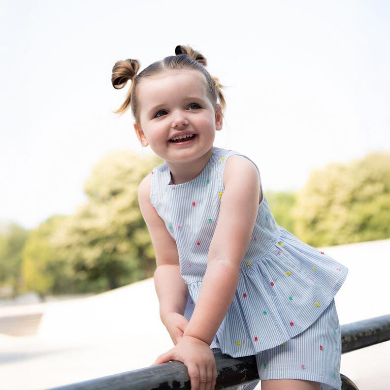 Fin bomuldsbatist dobby og striber | Poppy Fabrics – lyseblå/hvid,  image number 5