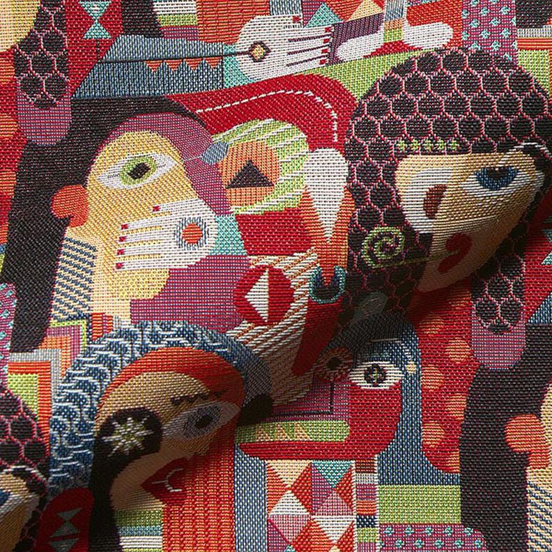 Dekorationsstof Gobelin abstrakte ansigter – sort,  image number 2