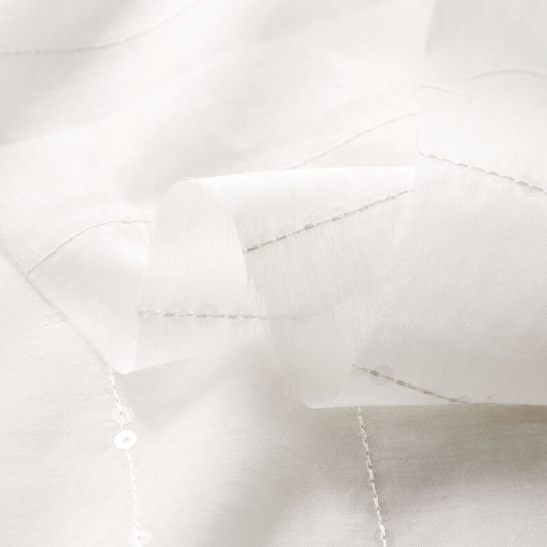 Voile bomulds-silke-miks pailletter – hvid,  image number 3