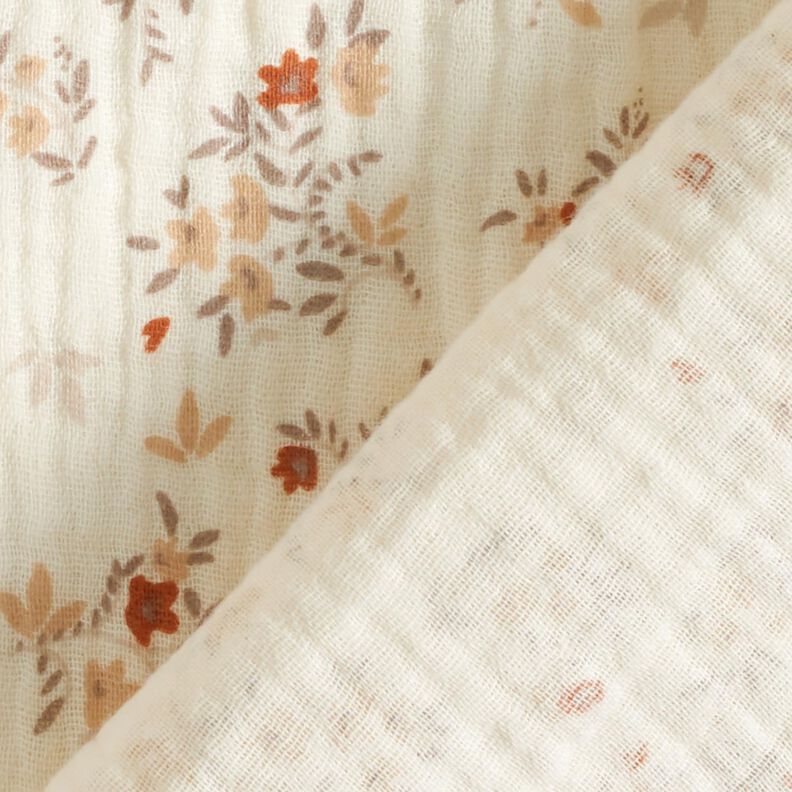 Musselin/Dobbelt-Crincle stof Små blomster – uldhvid,  image number 3