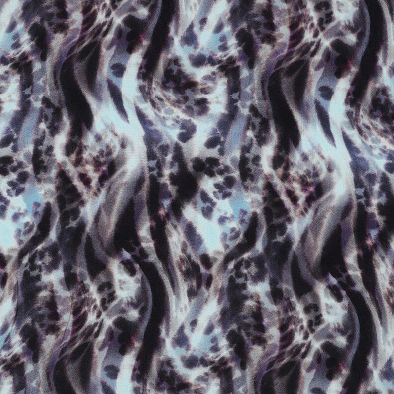 LENZING™ ECOVERO™ viskosestof dyreprint digitaltryk – sort-blå/isblå,  image number 1