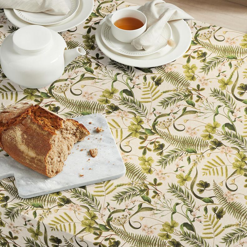 Dekorationsstof Halvpanama vilde planter – natur,  image number 6