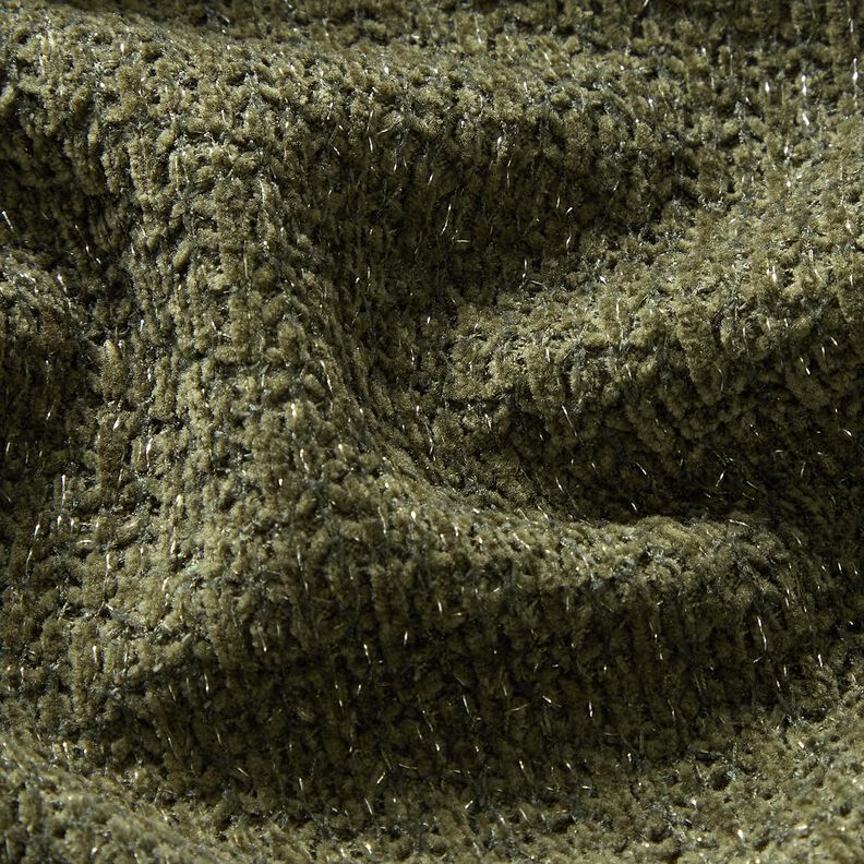 Chenille Strikjacquard glitter – mørk fyr/sølv metallic,  image number 2