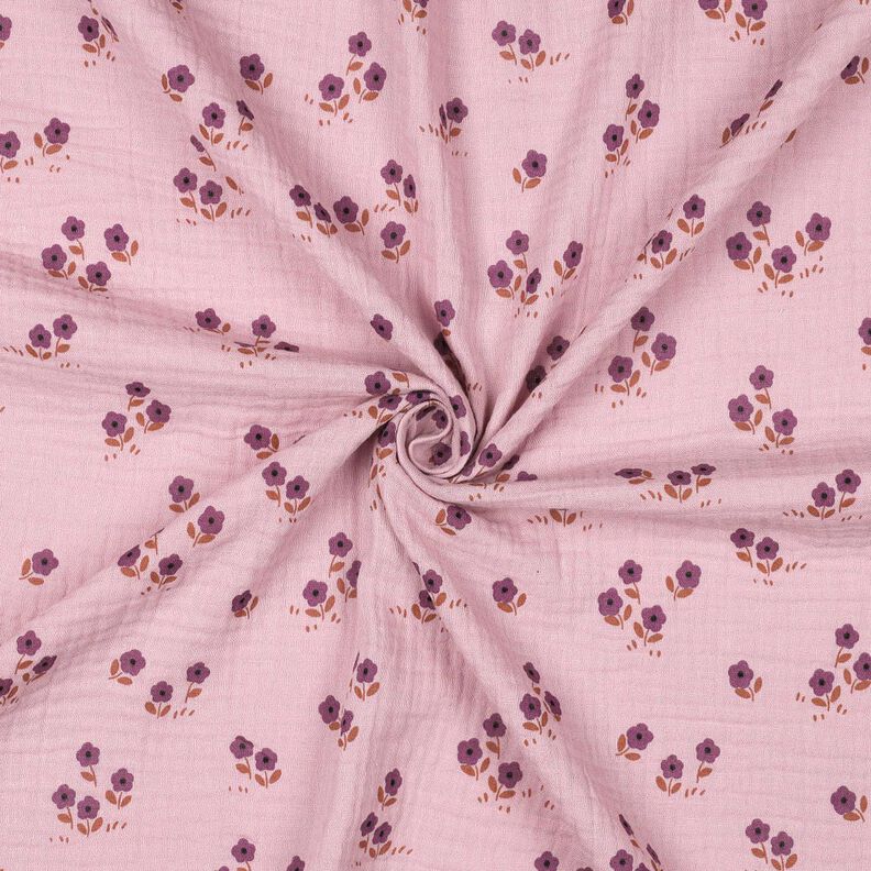 Musselin/Dobbelt-Crincle stof små blomster | Poppy Fabrics – lys gammelrosa,  image number 3