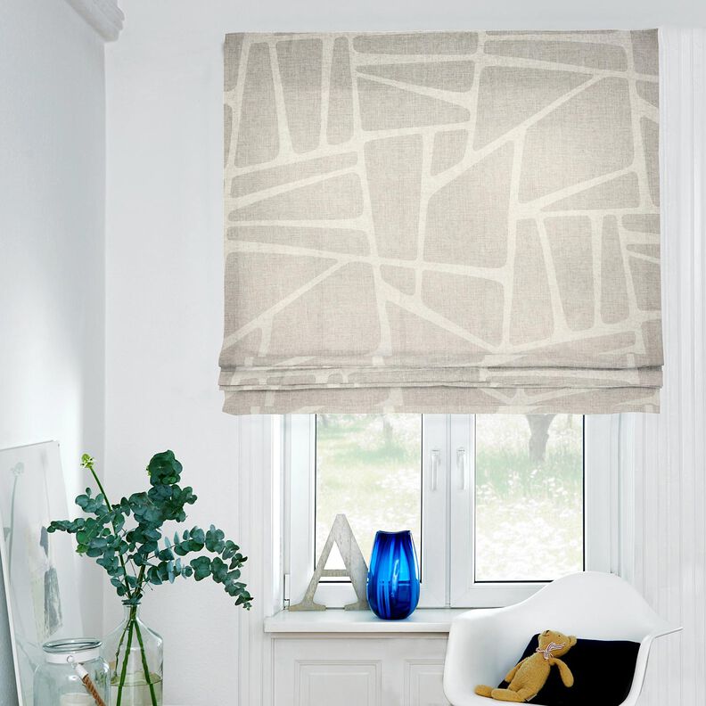 Gardinstof hør-miks former  – lys taupe/natur,  image number 6