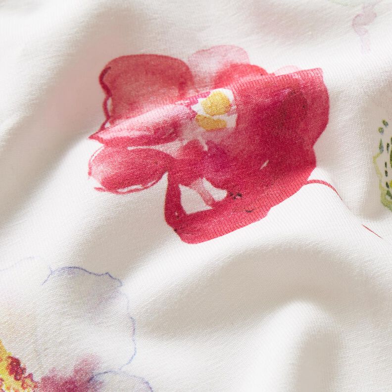 Bomuldsjersey akvarel blomster Digitaltryk – elfenben,  image number 2