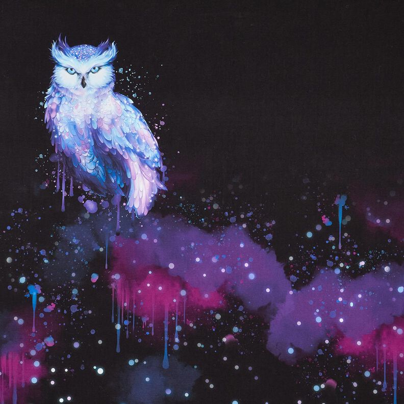 Bomuldsjersey Vinterugle Panel | Glitzerpüppi – sort/drue,  image number 1