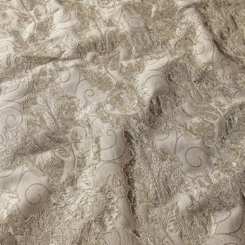 Beklædningsjacquard Brokade blomster – taupe,  image number 2