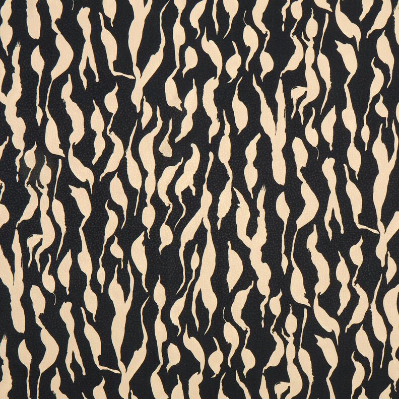 Viskosestof abstrakt zebramønster – sort/lysebeige,  image number 1