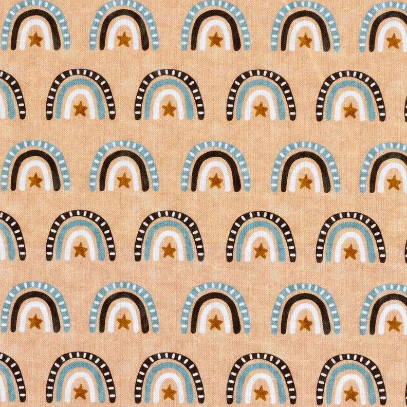 Bomuldspoplin regnbuer Digitaltryk – beige,  image number 1