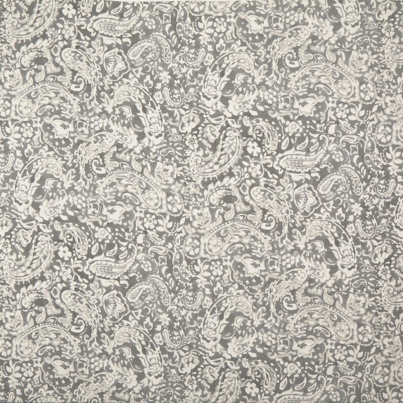 crepestof paisley og blomster &ndash; gr&aring;/hvid,  image number 1