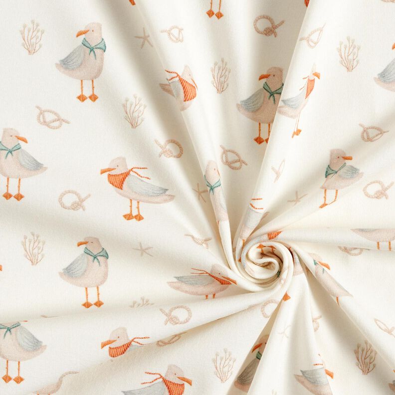 Bomuldsjersey Måger, søstjerner, knuder Digitaltryk – uldhvid,  image number 3