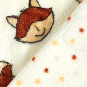 Hyggefleece Doubleface venlige ræve – uldhvid/brun, 