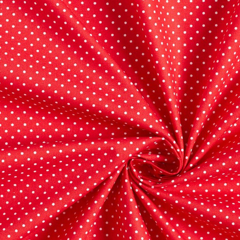 Bomuldspoplin små prikker – rød/hvid,  image number 5