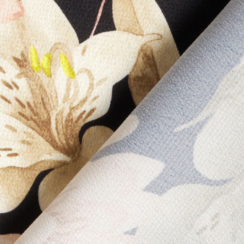 crepe-satin magnolier med palmeblade – sort/beige,  image number 4