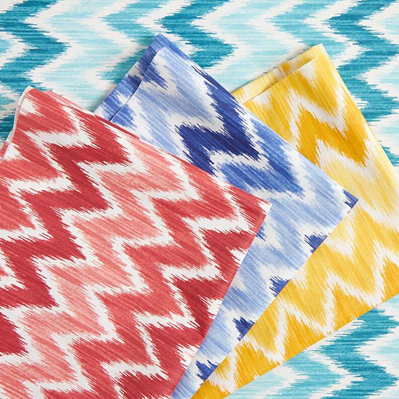 Voksdug, Ikat-print – azur/hvid,  image number 9
