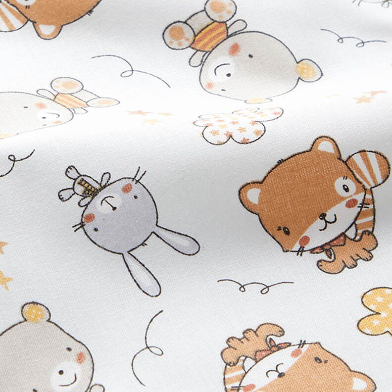 Cretonne små kaniner og bjørne – tågegrå,  image number 2