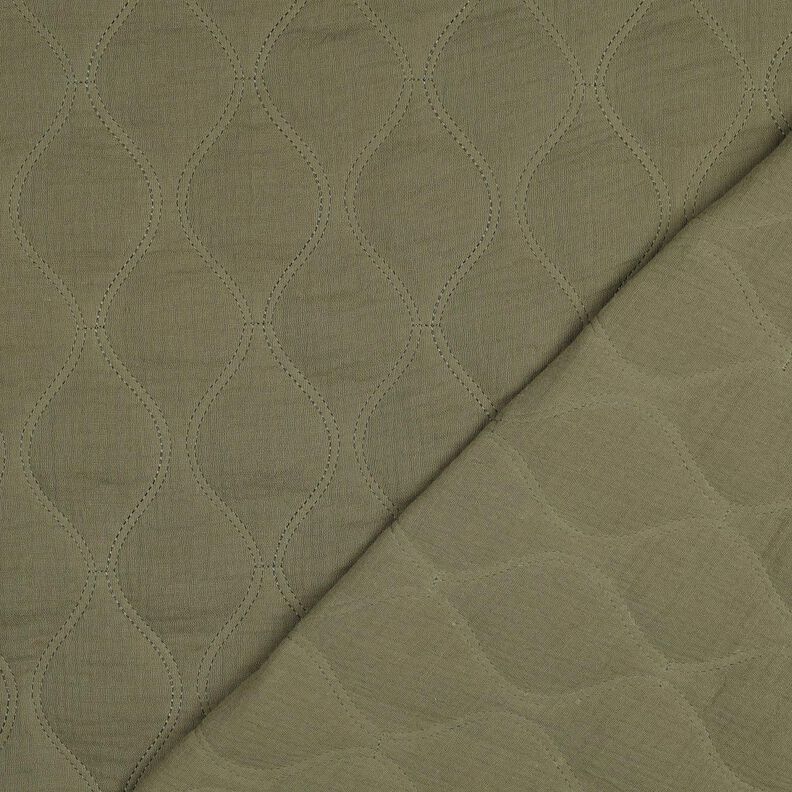 Quiltstof Musselin bølger – lys kaki,  image number 4
