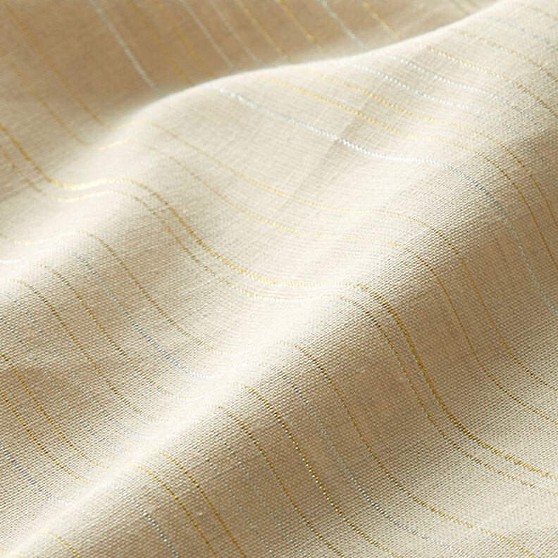 Bomulds-hør-miks glitterstriber – beige,  image number 2