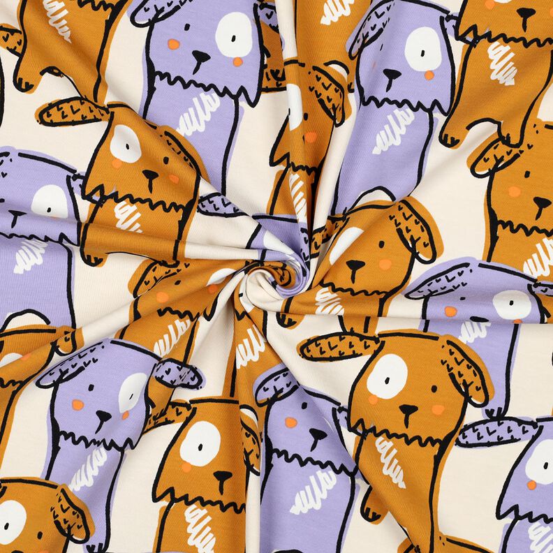 Bomuldsjersey hunde med slappe ører | Poppy Fabrics – uldhvid,  image number 3