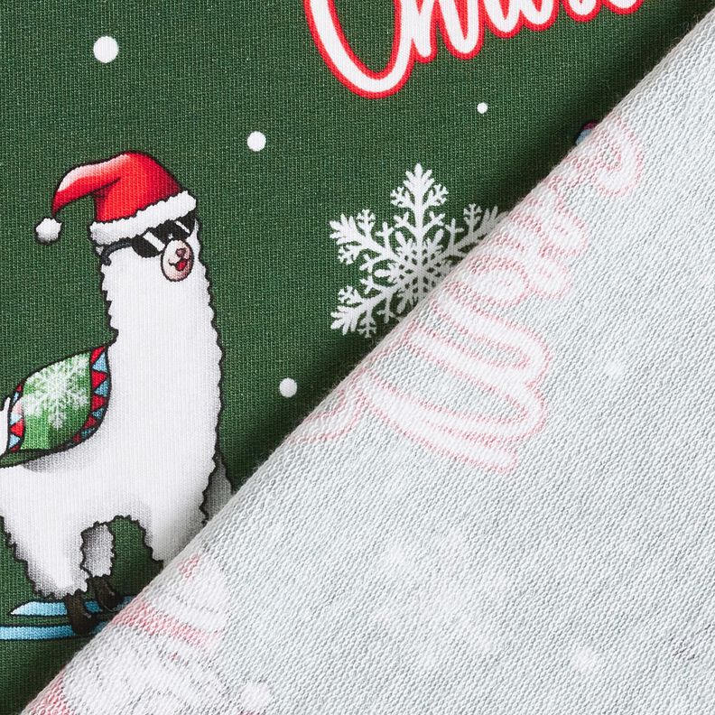 French Terry Sommersweat Julemanden og lama | Glitzerpüppi – mørkegrøn/chili,  image number 4