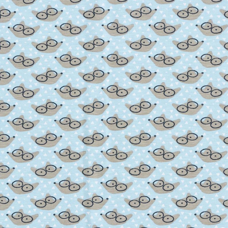 Bomuldsjersey Ræv med briller – babyblue,  image number 1