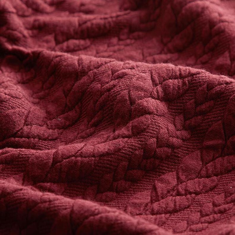 Jerseyjacquard Cloqué Fletmønster – bordeaux,  image number 2