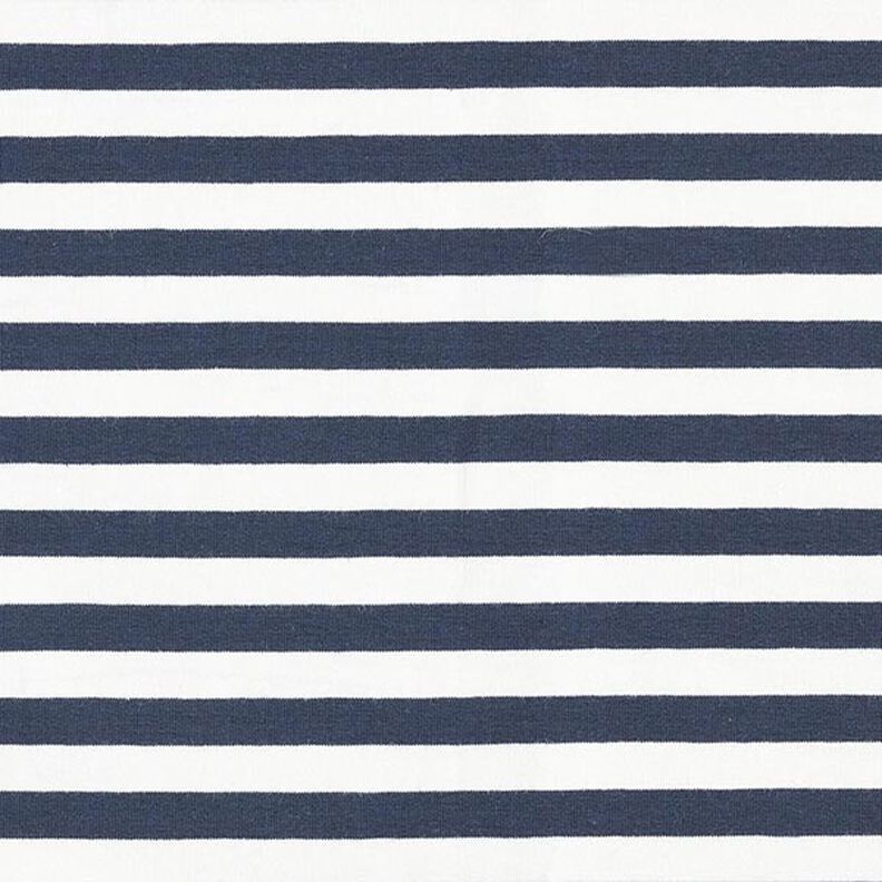 French Terry Sommersweat garnfarvede striber – uldhvid/marineblå,  image number 1