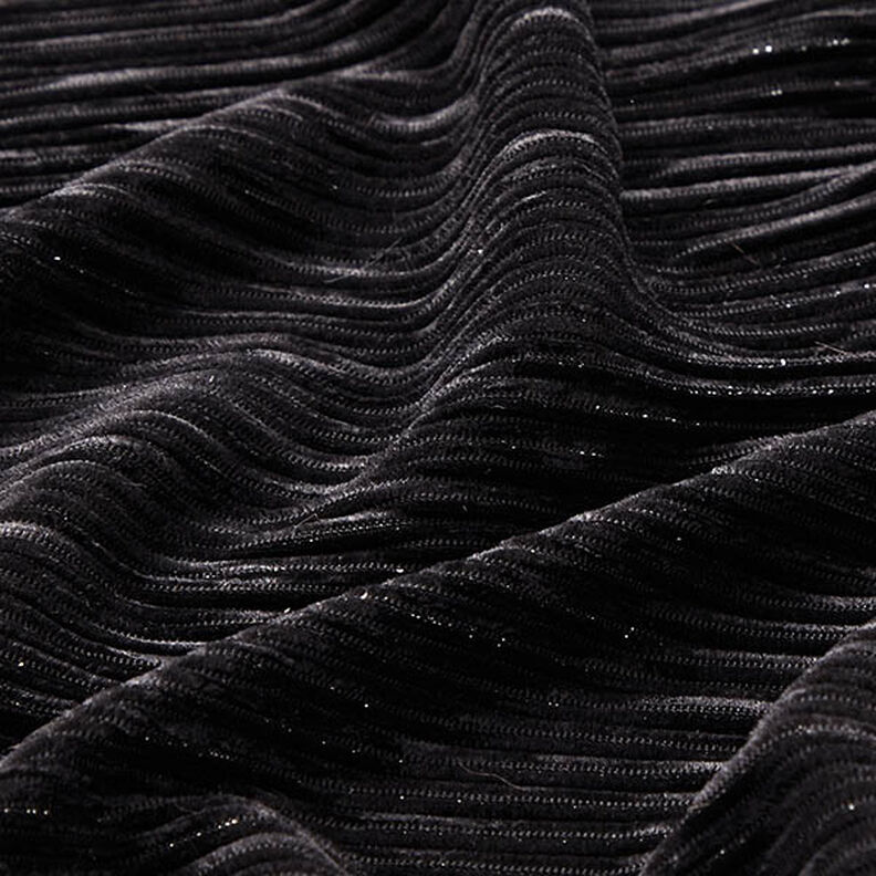 Plisseret fløjl Lurex ensfarvet – sort,  image number 2