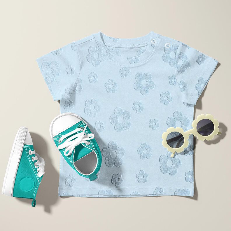 frottéjersey blomster – sølvblå,  image number 6