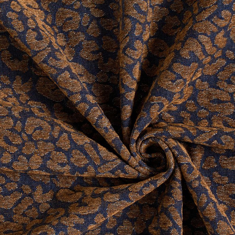 Buksestof i denimlook med leopardprint – mellembrun/natblå,  image number 3