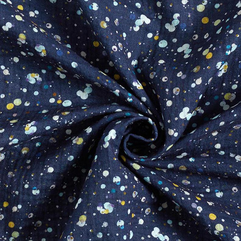 GOTS Musselin/Dobbelt-Crincle stof kulørte prikker Digitaltryk| by Poppy – marineblå,  image number 3