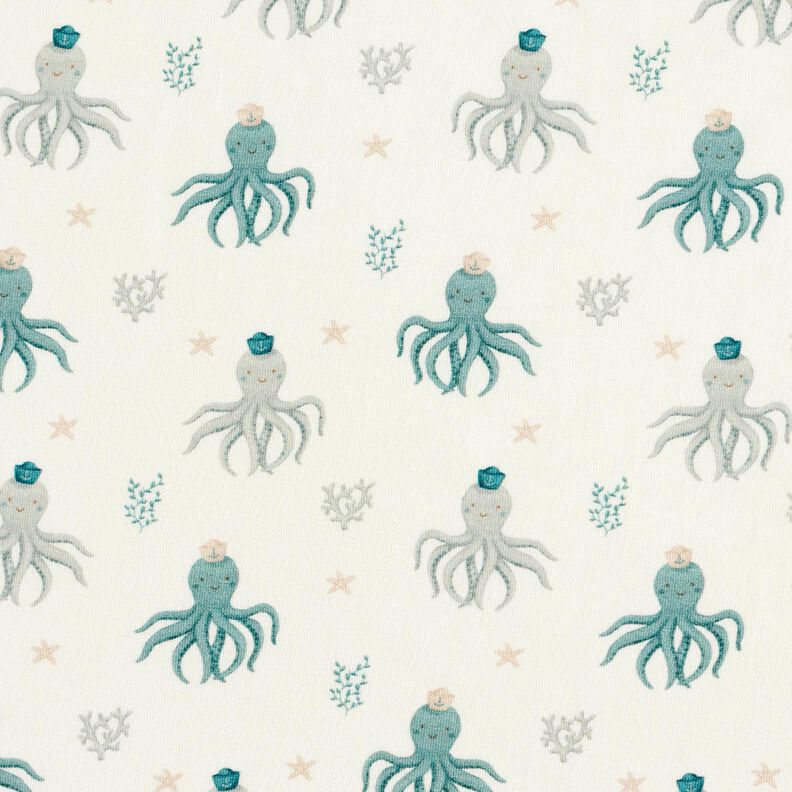 Bomuldsjersey Glade blæksprutter Digitaltryk – uldhvid,  image number 1