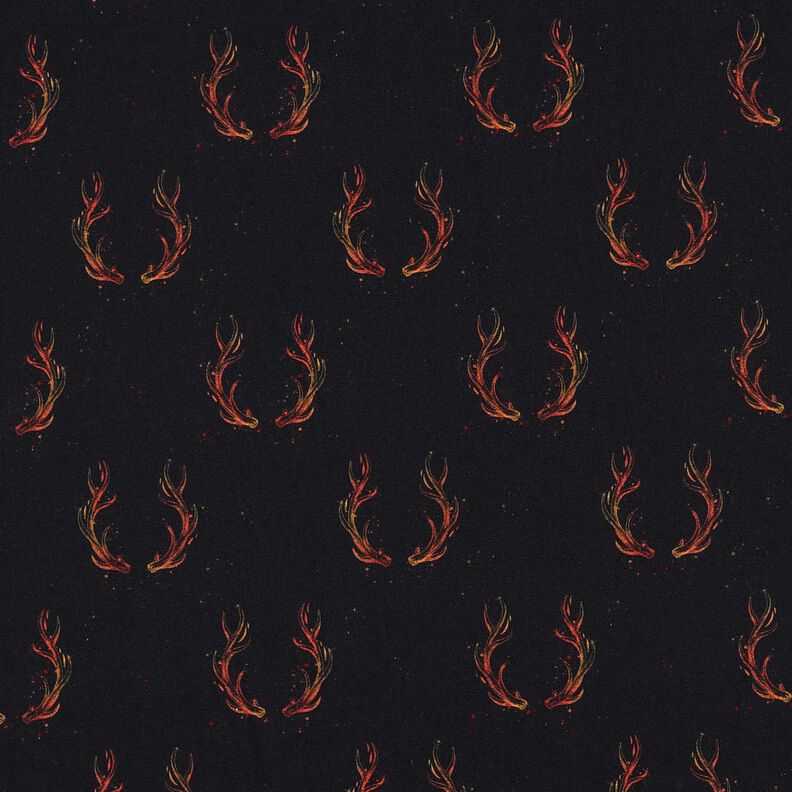 French Terry Panel Ildhjort | Glitzerpüppi – sort/orange,  image number 8