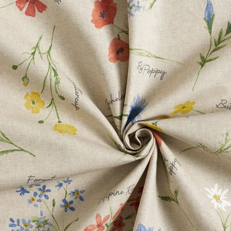 Imprægneret voksdug alpine blomster – natur/blå,  image number 4