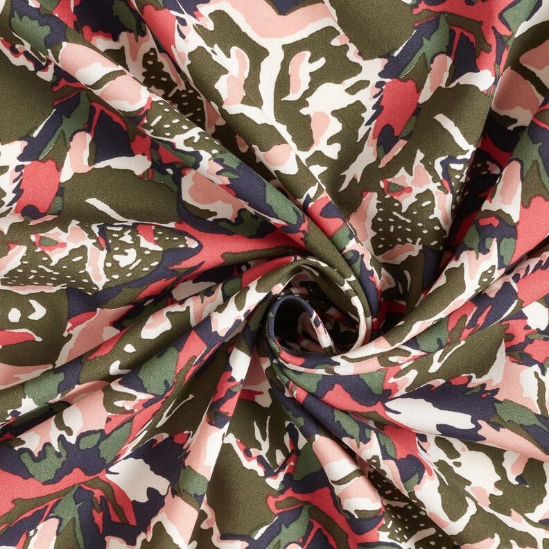 Viskosestof abstrakt blomsterhav – lyse bær/mørk fyr,  image number 3