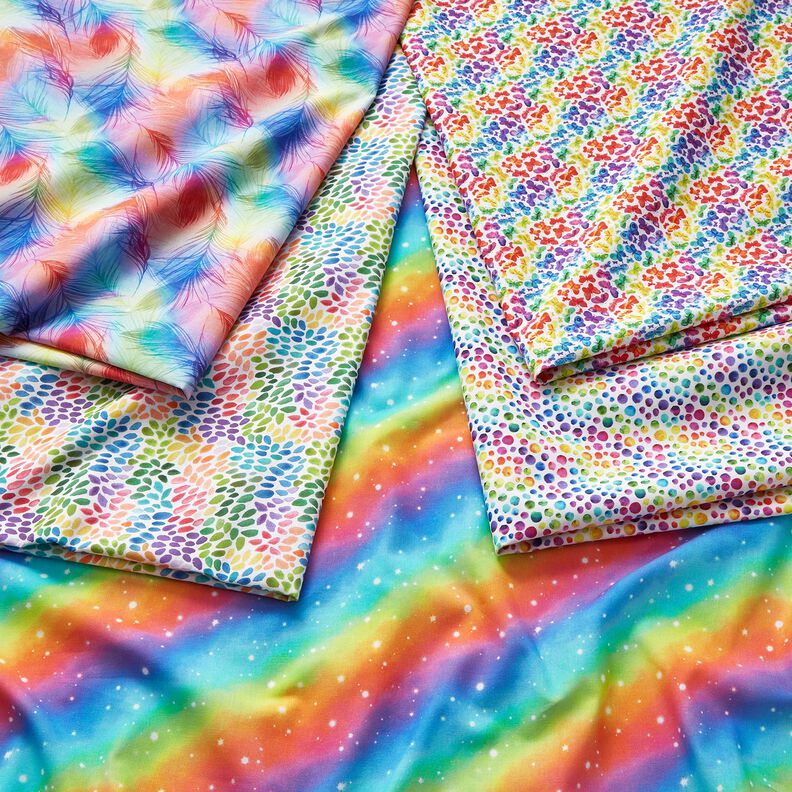 Bomuldspoplin regnbue-farvepletter Digitaltryk – hvid/farvemix,  image number 5