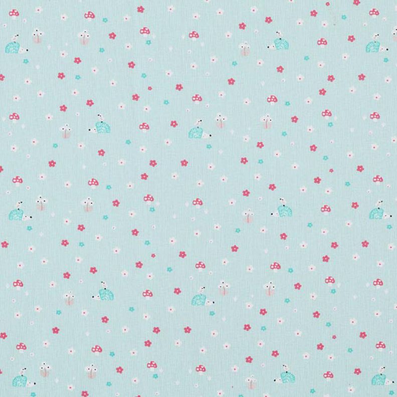 Poplin pindsvin og svampe – babyblue,  image number 1