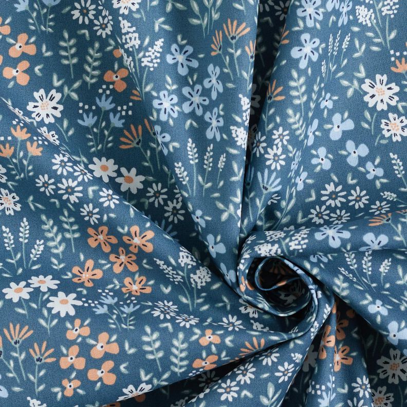 Imprægneret voksdug farverig blomstereng – lys jeans-blå/lyseblå,  image number 4