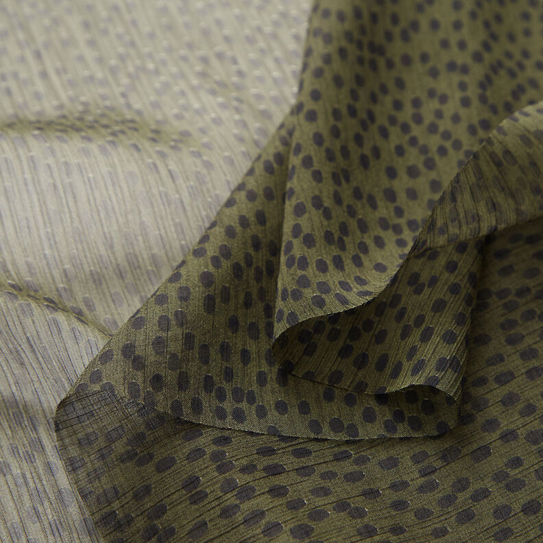 crêpe chiffon store prikker – kaki/sort,  image number 3