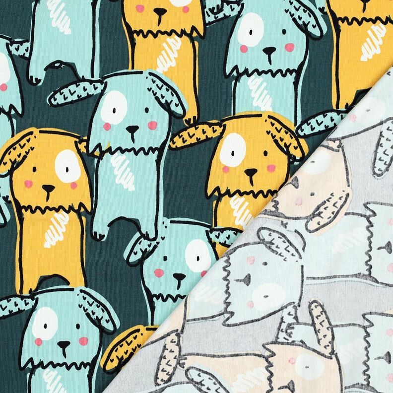 Bomuldsjersey hunde med slappe ører | Poppy Fabrics – mørkegrøn,  image number 4