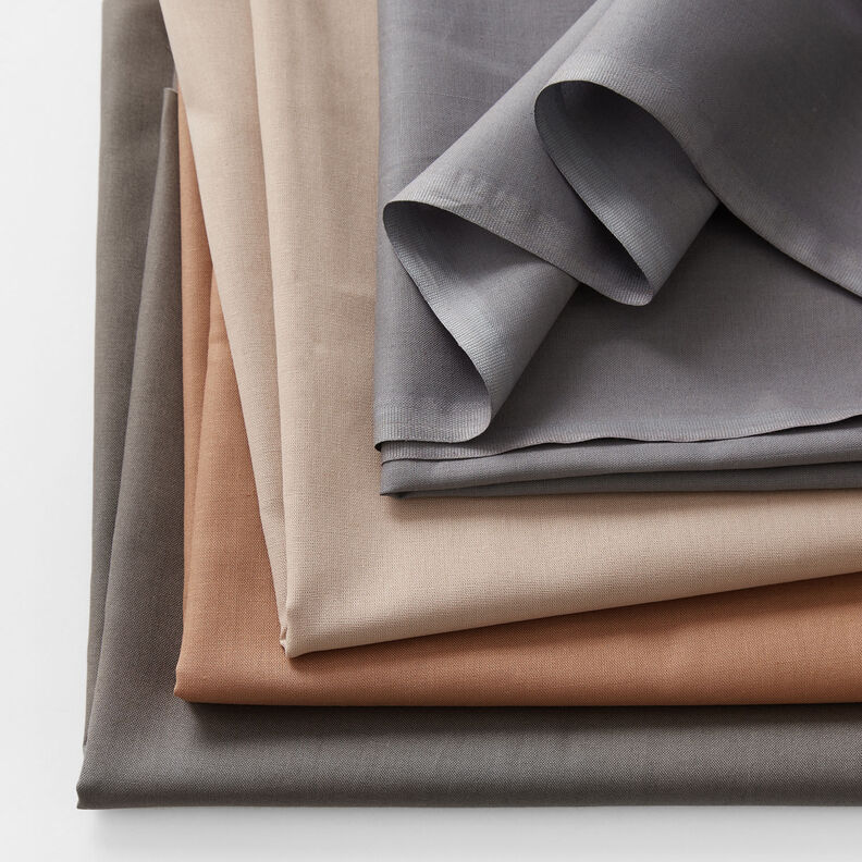 Bomuldsstof Cretonne Ensfarvet – mørkegrå,  image number 4