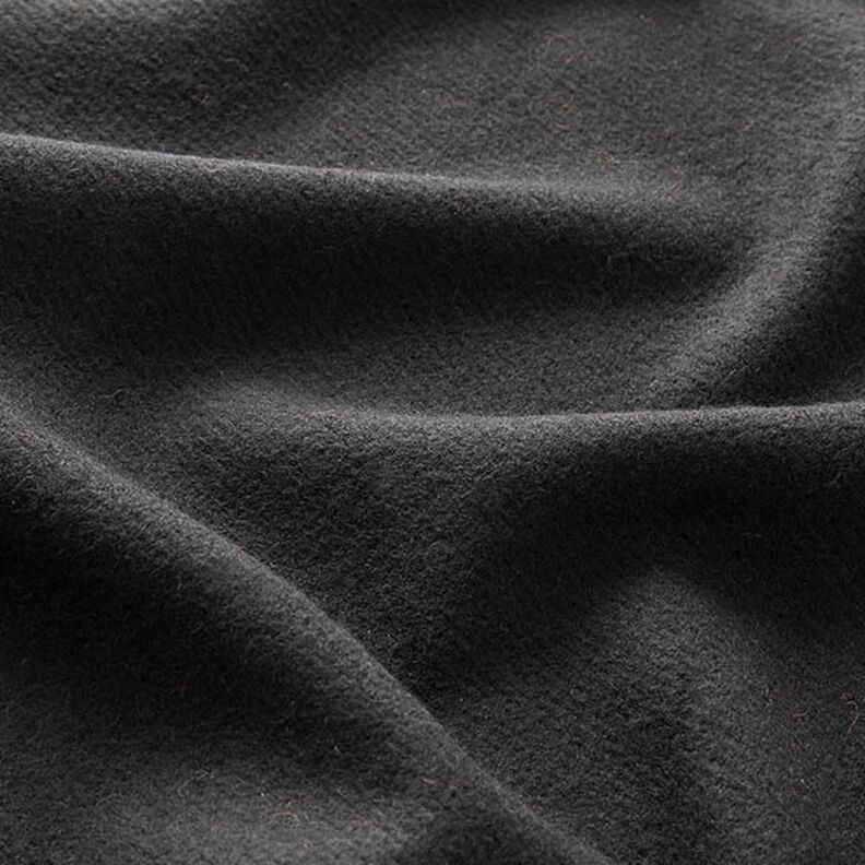 Frakkestof uldblanding ensfarvet – sort,  image number 2