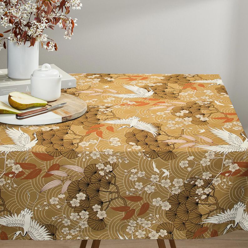 Dekorationsstof Canvas kunstf&aelig;rdige traner &ndash; sennep/elfenben,  image number 7