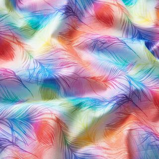 Bomuldspoplin fegnbuefjer Digitaltryk – kongeblå/farvemix, 