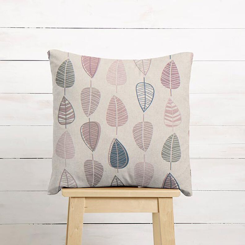 Dekorationsstof Halvpanama Retro-blade – lys gammelrosa/natur,  image number 7