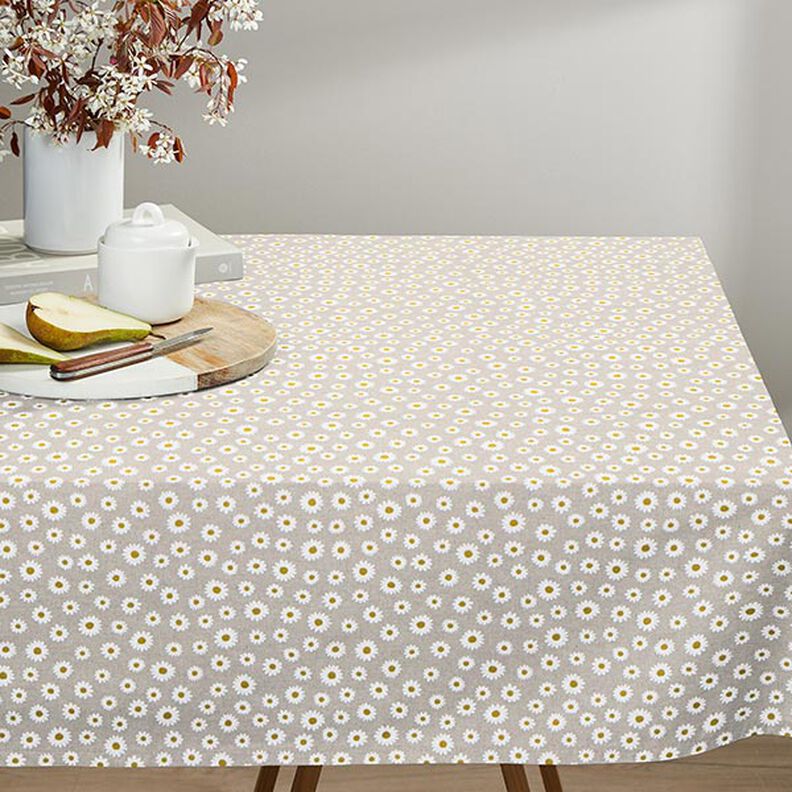 Dekorationsstof Halvpanama små tusindfryd – natur/hvid,  image number 7